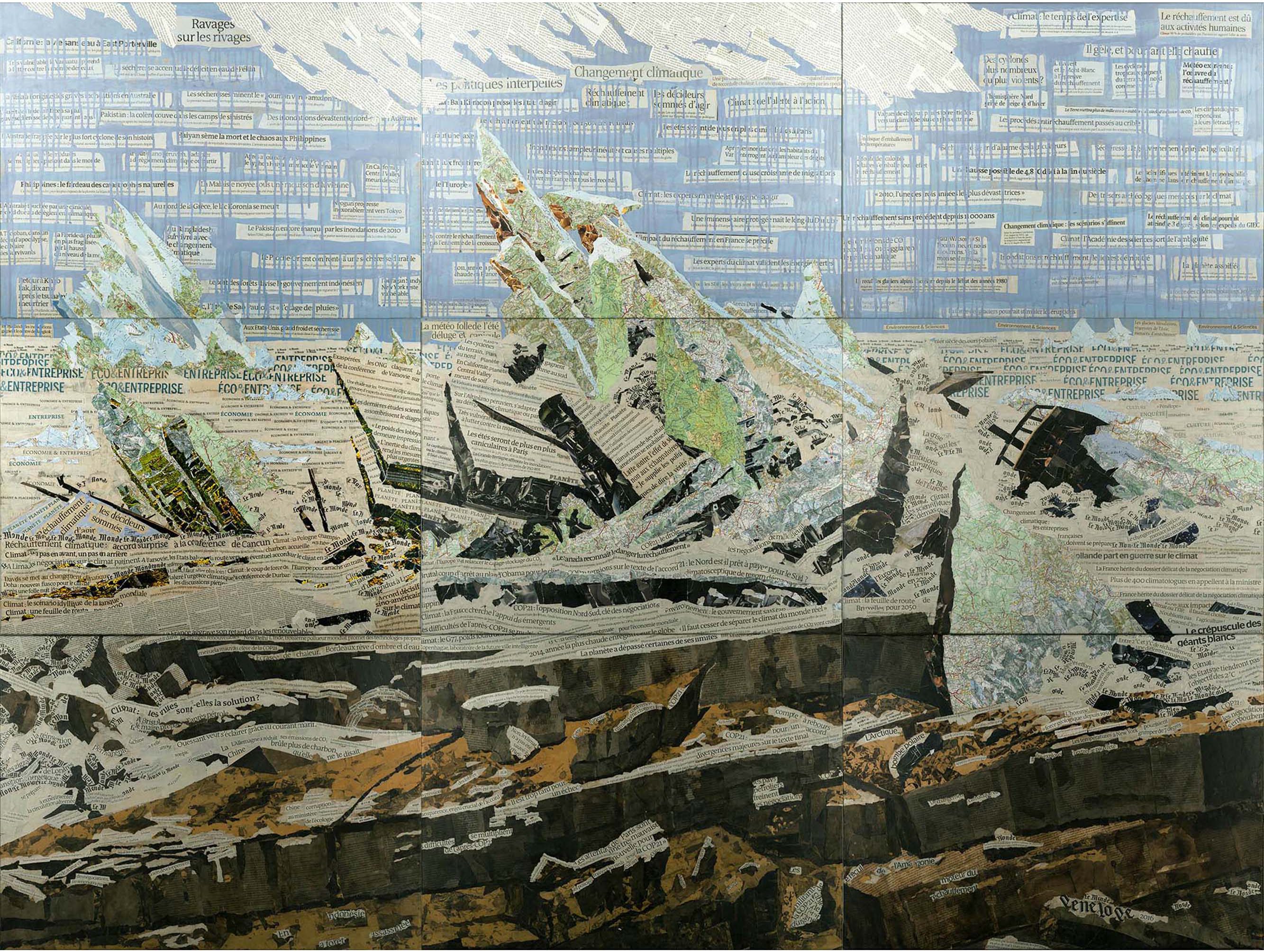 La fin d’un Monde. Hommage à Caspar David Friedrich - 2016 - 180 x 240 cm (9 toiles de 60 x 80 cm)